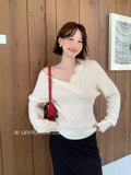 Fongt Special Price Does Not Return] Xiu Xixi 2025 Autumn Long-Sleeved V-Neck Flower Knitted Woolen Woman 25370