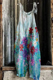 Summer Slub Linen Vintage Print Wide