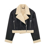 Fongt Women's Clothing Autumn And Winter Street Wind Double-Sided Grasp Velvet Leather Jacket Locomotive Leather Locomotive