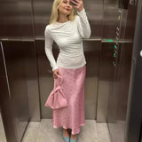 Satin Floral Midi Skirt-Outfit