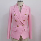 QUALITY 2023 New Fashion Designer Blazer Women's Slim Fitting Metal Lion Buttons Double Breasted Blazer Jacket Baby