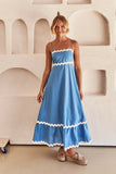Fongt Summer New Solid Color Lace Stitching With Elegant Strapless Oversized Hem Dress-88106-Outfit