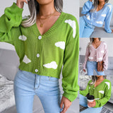 Wind Shooting Autumn And Winter New White Cloud Knitted Cardigan Sweater Women's