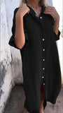 Fongt New Spring And Summer Loose Leisure Sleeve Cotton Shirt Dress