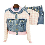 Fongt New Thousand Bird Cowboy Splicing Loose Side Baseball Uniform Jacket Jacket