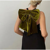 Black Halter Green Bow Mini Dress-Outfit