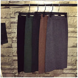 Fongt Half-Dress Girl Spring And Autumn Winter 2023 New Wool High Waist Long Open Fork And Hip Long
