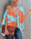 Wise Hot Summer Hanging Bat Sleeve Print Shirt Woman-Outfit