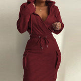Fongt Women's Wear Early Spring 2024 New Temperament Elegant Solid Color Hooded Rope Top Slim Suit