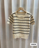 Fongt T-Shirt Knitted Loose Outer Wear Women's Summer New Ocean Gas Short-Term Age-Down Round-Neck Short-Sleeved Korean Version Of The