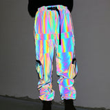 Female Nightclub Cool Luminous Pants Multi-Pocket Leg Pants-Outfit