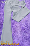 Bandage Set 2 Pieces Strap Sleeveless Bustiers And Long Bell-Bottoms Trousers Sexy Celebrity Party Sheath