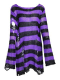 Distressed Stripe Longline Sweater-Outfit
