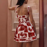 Fongt Dress Fashion Sling Positioning Print Three-Dimensional Lace 8050