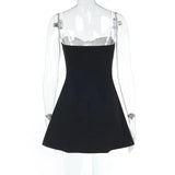 Black Two Tone Strap Mini Dress-Outfit