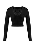 Long Sleeve Ribbed Crop Top-Outfit