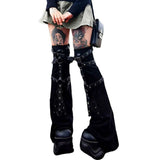 Style Ankle Leg Warmer Fall Winter Black Metal Buckle Leg Warmers Knitted y2k High Knee Legging Boot Socks Thigh High
