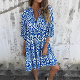 Fongt Women's Clothing Spring And Summer New Four-Sided Casual V-Neck Print Folded Lady
