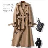 Fongt Women's Long-Term 2025 Spring And Autumn New Korean Version Of Fashion Popular British Wind Over The Knee Coat Woman