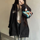 Vintage Star Print Oversized Hoodie-Outfit