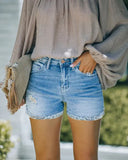 Direct Selling Female Summer Hand-Worn Frill Light Blue Loose Casual Denim Shorts Hot-Outfit