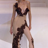 Fongt Sexy Deep V Sling Dress Body Show-Up Back Party Hottie Temperament Hip