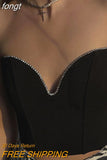 Top Black Top Women Diamond Strapless Crop Top Summer Clothes 2023 Camis Top Streetwear Solid Backless Sexy Tank