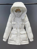 Winter Warm Parka Vintage Small Fragrance Jacket Fashion Hooded Sonw Coat Female Puffer Jacket Drawstring Parka