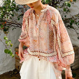 Fongt And Summer New Holiday Wind Sun Protection Shirt Women Loose Bohemian Print French Holiday Tops European Women's