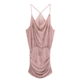 Fongt Women's New Body-Closing Bareback Slit Decorated Mini Dress 4813336