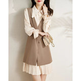 Autumn New Loose Show Thin Vest In Long Long Sleeved Dress Two Fashion Suit Dress Woman-Outfit