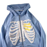 Fongt Batch Hoodie Jersey Bone Dark Y2k Zipper Plus Velvet Clothes