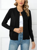 Fongt And Autumn Solid Color Round Collar Single Buckle Sweater Coat Casual Long-Sleeved Knitted Shirt Woman