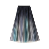 Fongt New High-Rise Display Thin Double-Layer Mesh Yarn Gradually Changing Color Bright Color Long Skirt 2025 Spring And Summer Women 0859