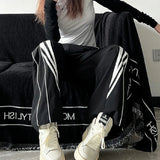 Contrast Piping Black Sweatpants-Outfit