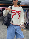 Bow Jacquard Sweater-Outfit