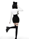 Fashion Clothing Kawaii 2 Piece Set Woman Casual Slim Blouse + Sexy Slim Bodycon Mini Dress High Waist 2023 Autumn Chic-Outfit