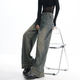 Vintage Stitch Details Baggy Boyfriend Jeans-Outfit
