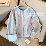 Chinese Blue Jacquard Buckle Coat Women's Spring 2024 New Improved Cheongsam Zen Vintage Blouse-Outfit