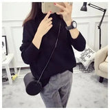 Winter Women Sweater Korean Mock Neck Warm Knitted Pullover Long Sleeve White Classic Bottoming Knitwear Tops 2023