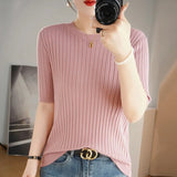 Fongt Collar Pit Bottom Shirt Women's New Slim Sweater Short Versatile Casual Sweater-Outfit