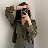 Fongt Chic Vintage Clip Fashion Design Sense Small Single-L Daughter Shirt Short
