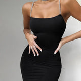 Slim-fit Diamond Sling Dress with Backpack-Outfit