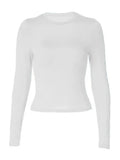 Solid Color Long Sleeve Top-Outfit