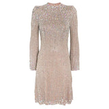 Fongt Early Autumn New Star Fashion Heavy Industry Embroidery Stender Diamond Elastic Dress