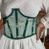 Fongt Short Mesh Yarn Embroidery Bouquet Waist 2025 Pure Spring Summer New Fashion Repair Belt Belt