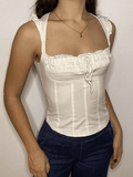 Flutter Sleeve Lace Up Corset Top-Outfit