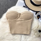 Fongt Color Strapless Vest Female Wearing Sexy Hot Girl Short Crop Slim Thin With Chest Pad-Outfit