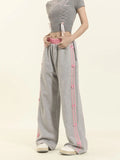 Striped Side Bow Sweatpants-Outfit