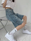 denim shorts with raw